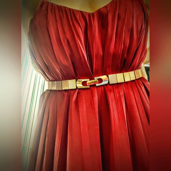 Rose Gold Stretchy Metal And Elastic Belt - Picture 1 of 6